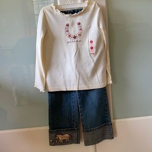 Gymboree 2 pieces , horse , matching set, come w 1 matching hair clip